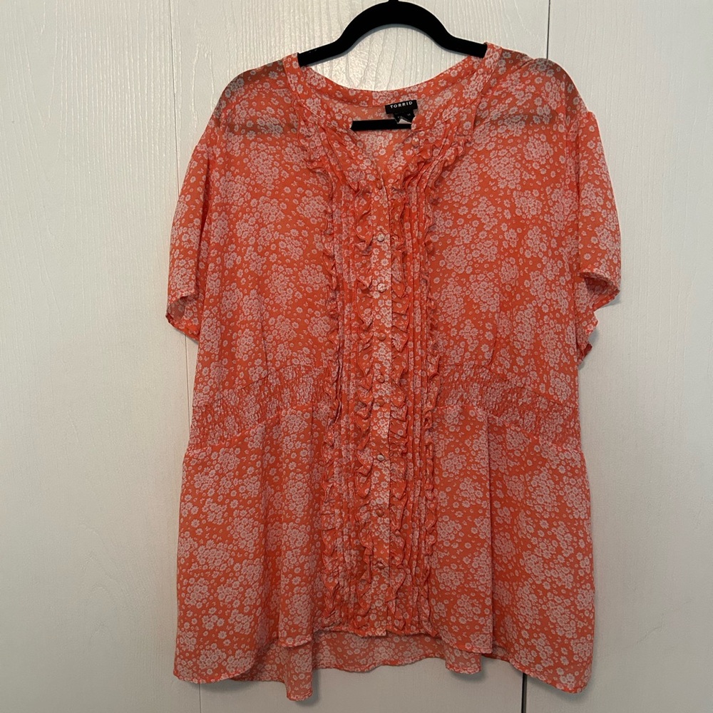 Torrid Orange Floral Blouse